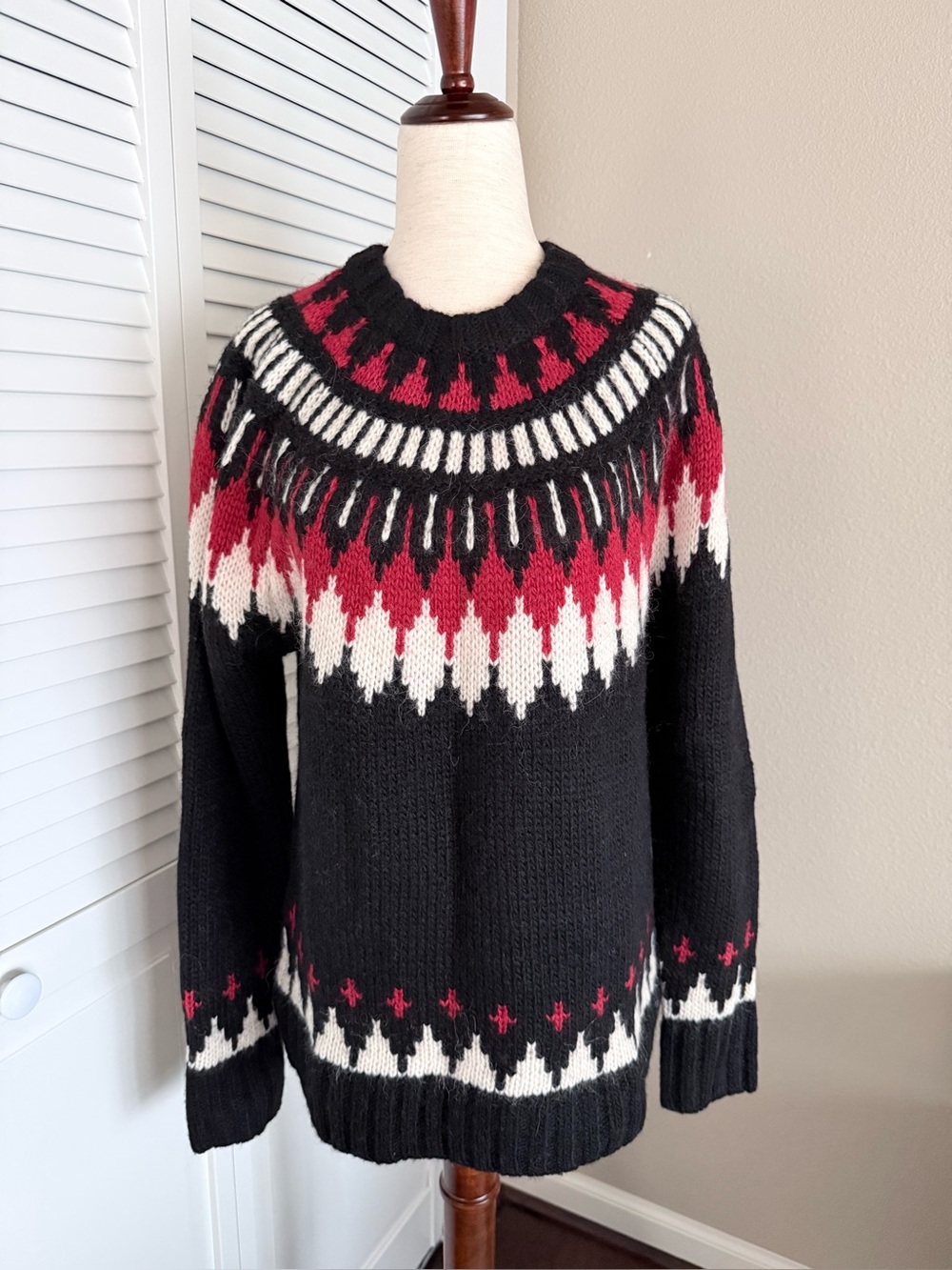 Polo Ralph Lauren Women’s Black Fair Isle Wool Sweater Size Small NWT